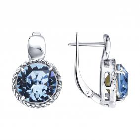 Серебряные серьги Diamant 94-120-00399-1 с ювелирным кристаллом 94-120-00399-1 фото