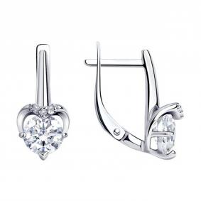 Серебряные серьги Diamant 94-120-00730-2 с фианитом 94-120-00730-2 фото