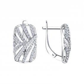 Серебряные серьги Diamant 94-120-00785-2 с фианитом 94-120-00785-2 фото