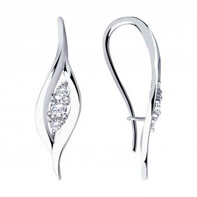 Серебряные серьги Diamant 94-120-00873-1 с фианитом 94-120-00873-1 фото
