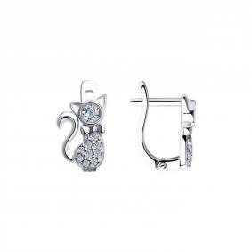 Серебряные серьги Diamant 94-120-01061-1 с фианитом 94-120-01061-1 фото