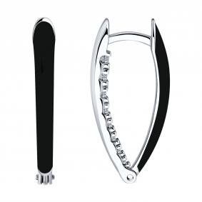 Серебряные серьги Diamant 94-120-01883-1 с фианитом и эмалью 94-120-01883-1 фото