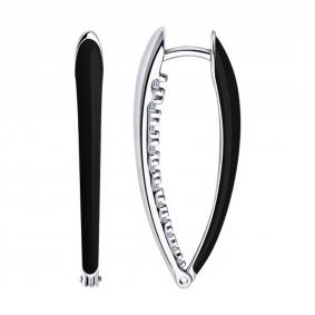 Серебряные серьги Diamant 94-120-01883-2 с фианитом и эмалью 94-120-01883-2 фото