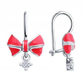 Серебряные серьги Diamant 94-120-02177-1 с фианитом и эмалью 94-120-02177-1 фото