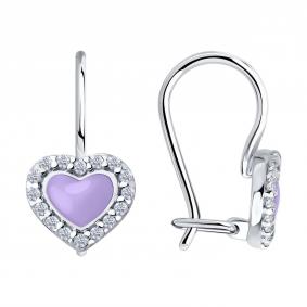 Серебряные серьги Diamant 94-120-02202-2 с фианитом и эмалью 94-120-02202-2 фото
