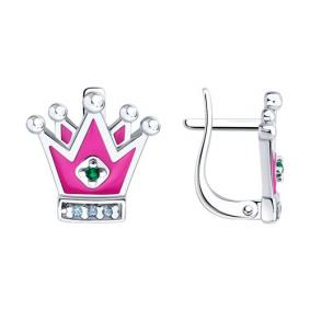 Серебряные серьги Diamant 94-120-02221-1 с фианитом и эмалью 94-120-02221-1 фото