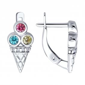 Серебряные серьги Diamant 94-120-02255-1 с фианитом 94-120-02255-1 фото