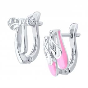 Серебряные серьги Diamant 94-120-02296-1 с фианитом и эмалью 94-120-02296-1 фото