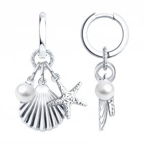 Серебряные серьги SOKOLOV 94-121-00024-1 с жемчугом 94-121-00024-1 фото