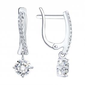 Серебряные серьги Diamant 94-121-00043-1 с фианитом 94-121-00043-1 фото