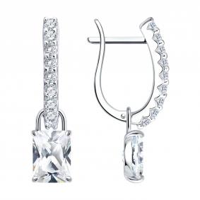 Серебряные серьги-трансформеры Diamant с фианитом 94-121-00212-1 94-121-00212-1 фото