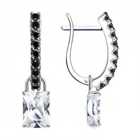 Серебряные серьги-трансформеры Diamant с фианитом 94-121-00212-2 94-121-00212-2 фото