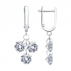 Серебряные серьги Diamant 94-121-00221-1 с фианитом 94-121-00221-1 фото