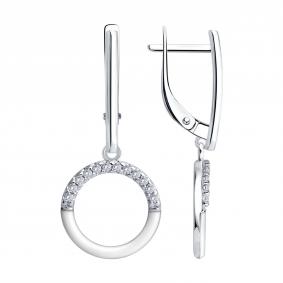 Серебряные серьги Diamant 94-121-00241-1 с фианитом и эмалью 94-121-00241-1 фото