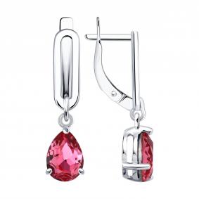 Серебряные серьги Diamant 94-121-00244-1 с ювелирным кристаллом 94-121-00244-1 фото