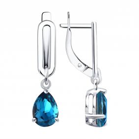 Серебряные серьги Diamant 94-121-00244-3 с ювелирным кристаллом 94-121-00244-3 фото