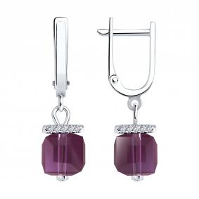 Серебряные серьги Diamant со стеклом и фианитом 94-121-00503-1 94-121-00503-1 фото