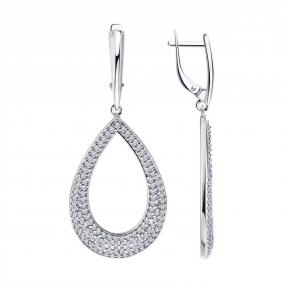 Серебряные серьги Diamant 94-121-00984-1 с фианитом 94-121-00984-1 фото