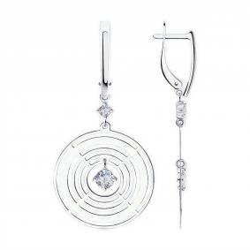 Серебряные серьги Diamant 94-121-01428-1 с фианитом 94-121-01428-1 фото