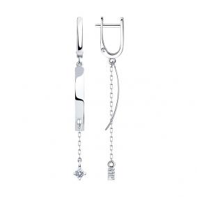 Серебряные серьги Diamant 94-121-01432-1 с фианитом 94-121-01432-1 фото
