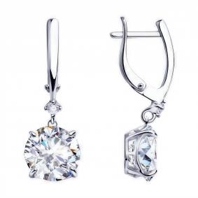 Серебряные серьги Diamant 94-121-01653-1 с фианитом 94-121-01653-1 фото
