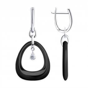 Серебряные серьги Diamant 94-121-01862-1 с фианитом и керамикой 94-121-01862-1 фото