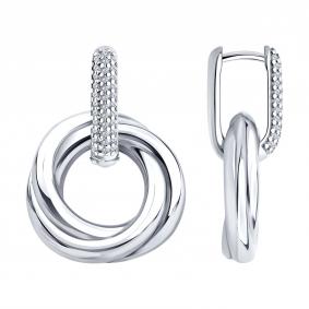 Серебряные серьги-трансформеры Diamant с фианитом 94-121-02265-1 94-121-02265-1 фото