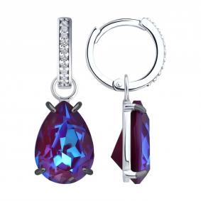 Серебряные серьги-трансформеры Diamant с фианитом и кристаллом Swarovski 94-121-02388-2 94-121-02388-2 фото