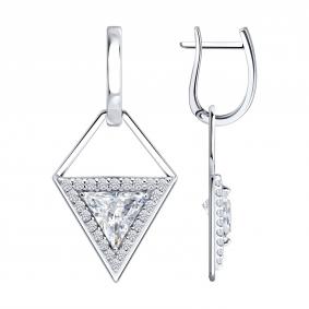 Серебряные серьги-трансформеры Diamant с фианитом 94-121-02428-1 94-121-02428-1 фото