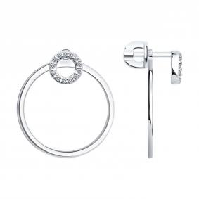 Серебряные серьги-трансформеры Diamant с фианитом 94-122-00012-1 94-122-00012-1 фото