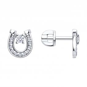 Серебряные серьги Diamant 94-122-00093-1 с фианитом 94-122-00093-1 фото