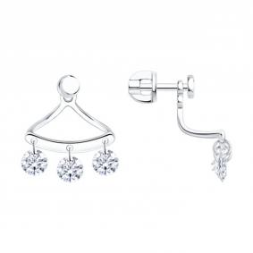 Серебряные серьги-трансформеры Diamant с фианитом 94-122-00173-1 94-122-00173-1 фото