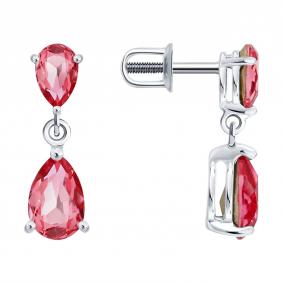 Серебряные серьги SOKOLOV 94-122-00210-1 с ювелирным кристаллом 94-122-00210-1 фото