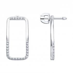 Серебряные серьги-трансформеры Diamant с фианитом 94-122-00400-1 94-122-00400-1 фото