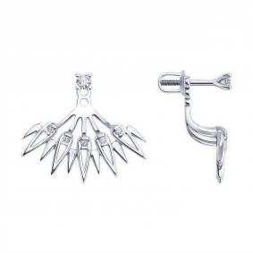 Серебряные серьги-трансформеры Diamant с фианитом 94-122-02103-1 94-122-02103-1 фото