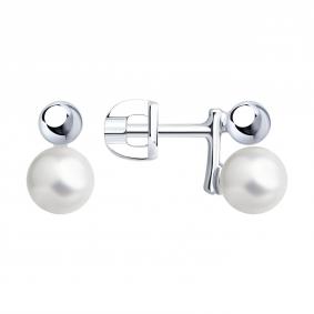 Серебряные серьги Diamant 94-122-02368-1 с жемчугом 94-122-02368-1 фото