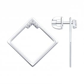 Серебряные серьги-трансформеры Diamant с фианитом 94-122-02380-1 94-122-02380-1 фото