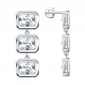 Серебряные серьги Diamant 94-122-02404-1 с фианитом 94-122-02404-1 фото