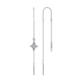Серебряные серьги Diamant 94-123-01503-1 с фианитом 94-123-01503-1 фото