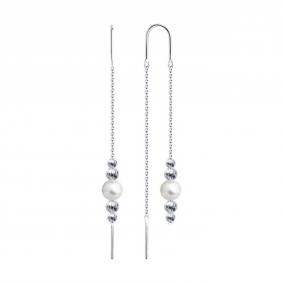 Серебряные серьги Diamant 94-123-01572-3 с жемчугом 94-123-01572-3 фото