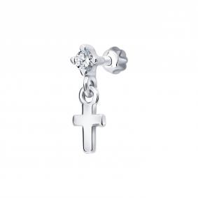 Одиночная серьга-крест из серебра Diamant с фианитом 94-127-02419-1 94-127-02419-1 фото