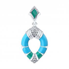 Серебряная подвеска Diamant 94-130-00040-1 с фианитом и эмалью 94-130-00040-1 фото