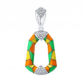 Серебряная подвеска Diamant 94-130-00041-1 с фианитом и эмалью 94-130-00041-1 фото