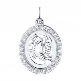 Серебряная подвеска Знак зодиака Рак Diamant с фианитом 94-130-00147-1 94-130-00147-1 фото