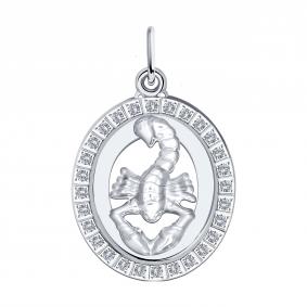 Серебряная подвеска Знак зодиака Скорпион Diamant с фианитом 94-130-00151-1 94-130-00151-1 фото