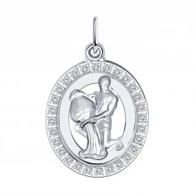 Серебряная подвеска Знак зодиака Водолей Diamant с фианитом 94-130-00154-1 94-130-00154-1 фото
