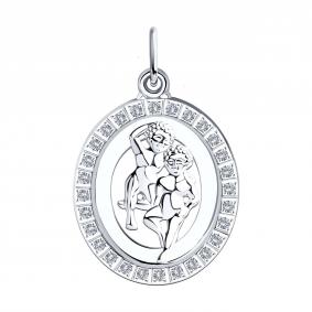 Серебряная подвеска Знак зодиака Близнецы Diamant с фианитом 94-130-00168-1 94-130-00168-1 фото