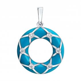 Серебряная подвеска Diamant 94-130-00235-1 с фианитом и эмалью 94-130-00235-1 фото