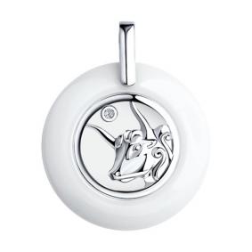 Подвеска из серебра знак зодиака Телец Diamant с керамической вставкой и фианитом 94-130-00571-1 94-130-00571-1 фото