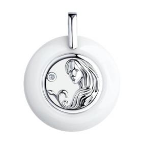 Серебряная подвеска Diamant 94-130-00575-1 с фианитом и керамикой 94-130-00575-1 фото